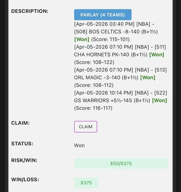 Member winning slip