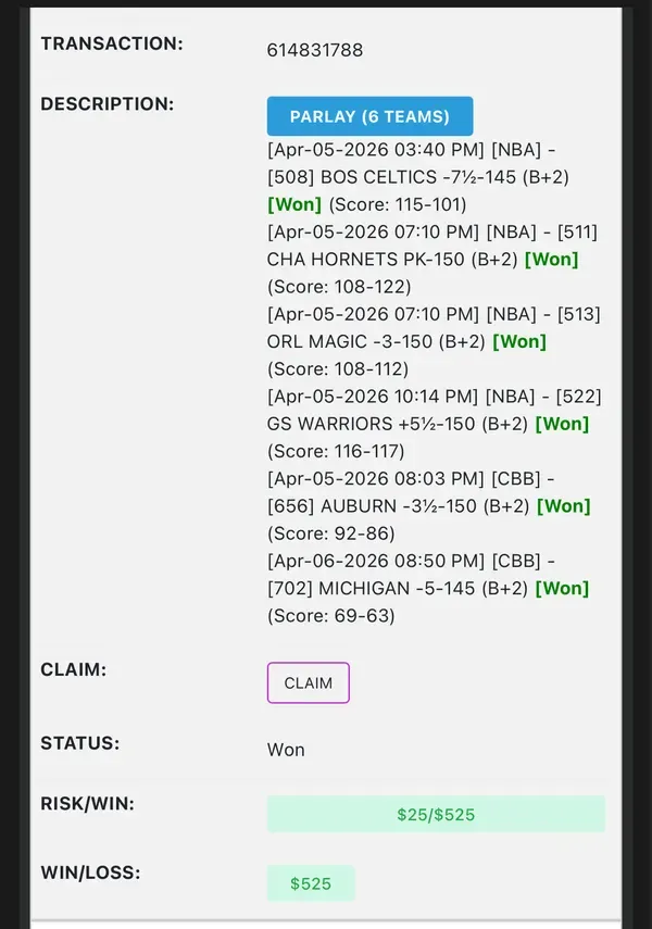 Member winning slip