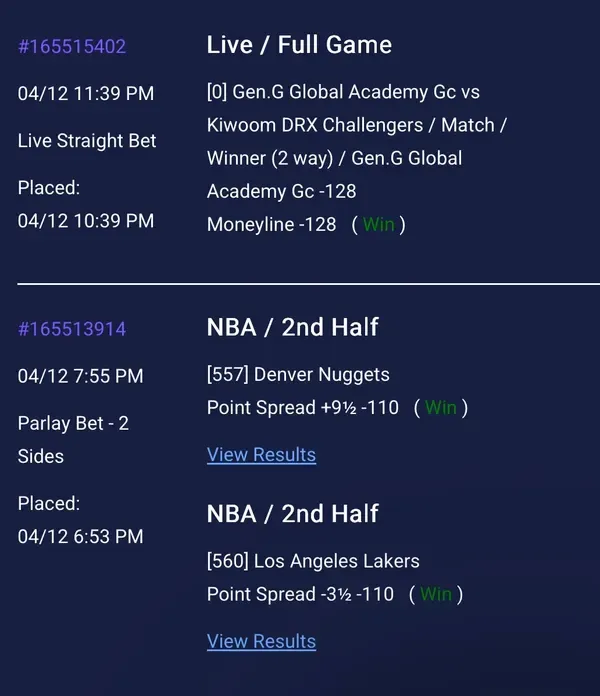 Member winning slip