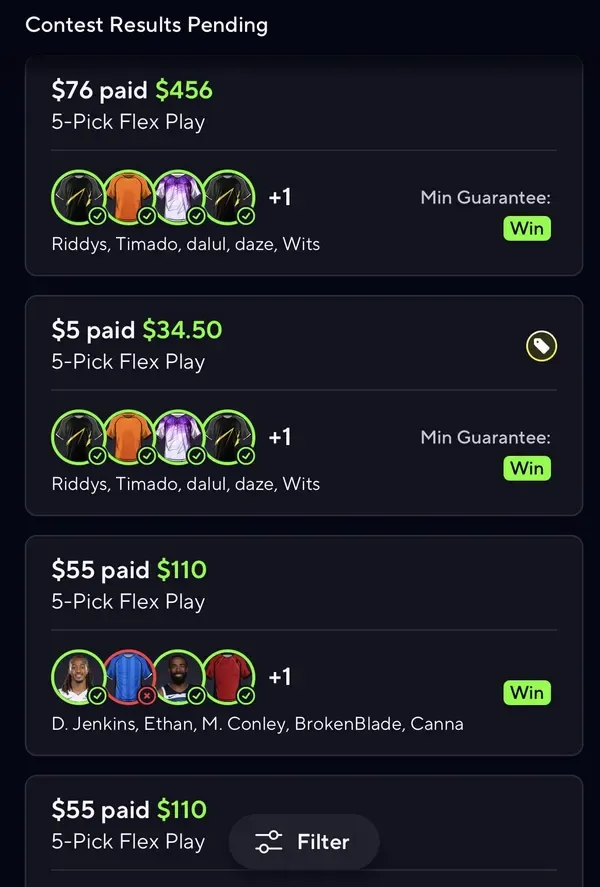 Member winning slip