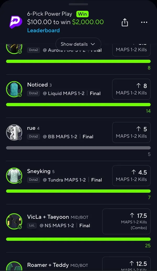Member winning slip