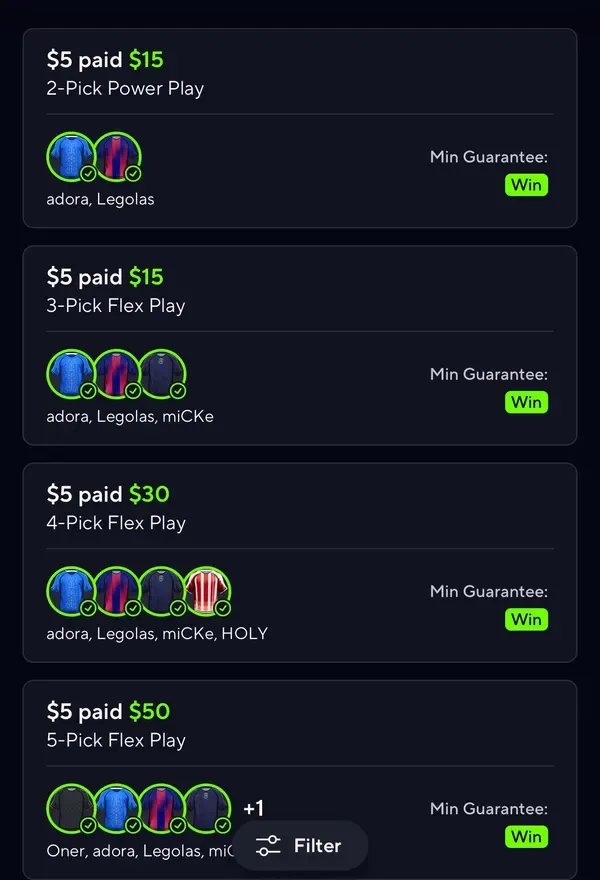 Member winning slip