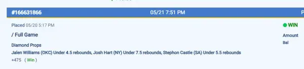 Member winning slip