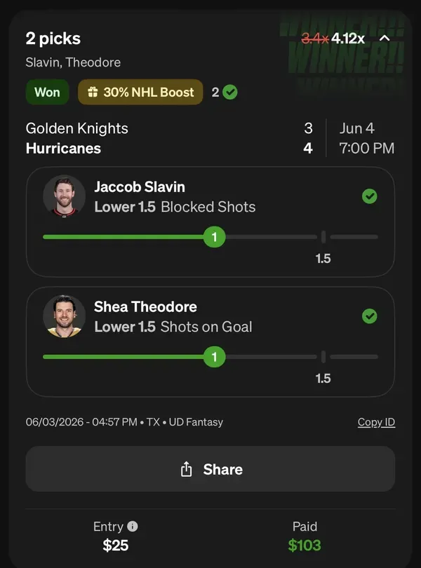 Member winning slip