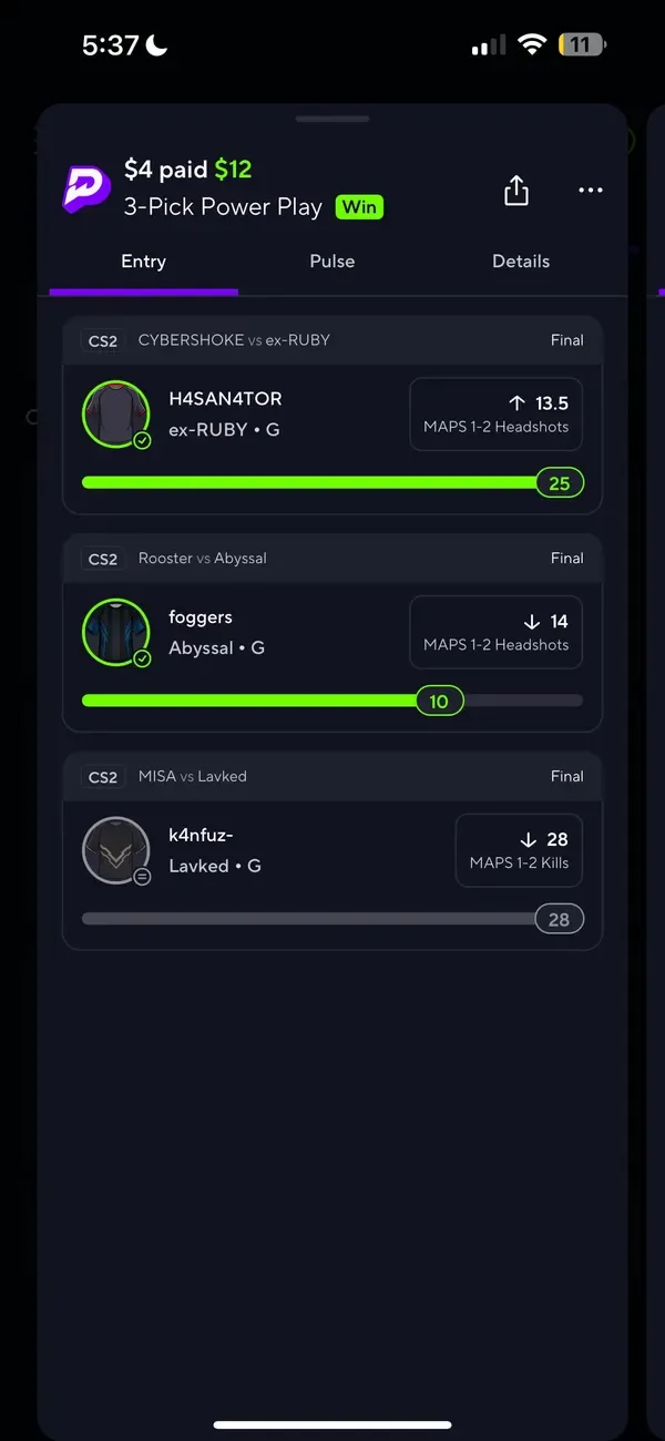 Member winning slip