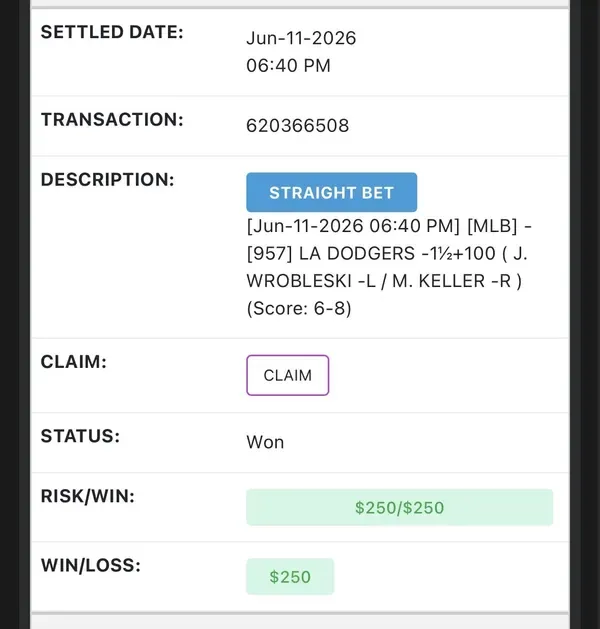 Member winning slip