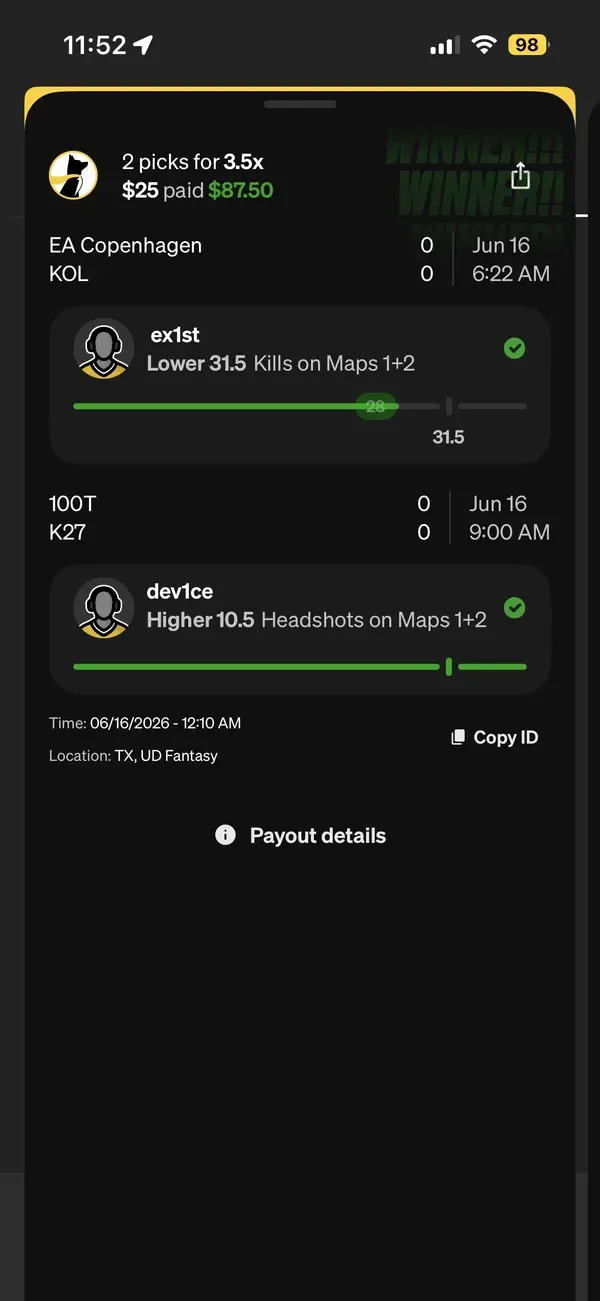 Member winning slip