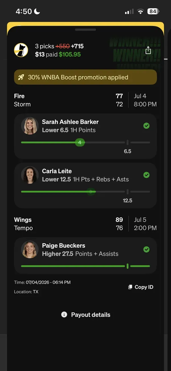 Member winning slip