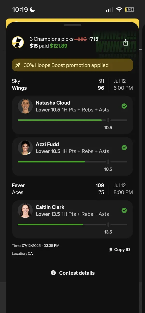Member winning slip